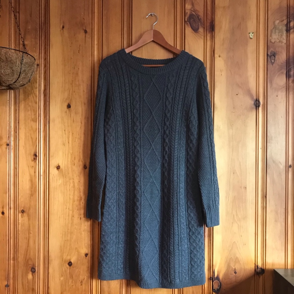 NWOT! Merona Dark Gray Cable Knit Sweater Dress